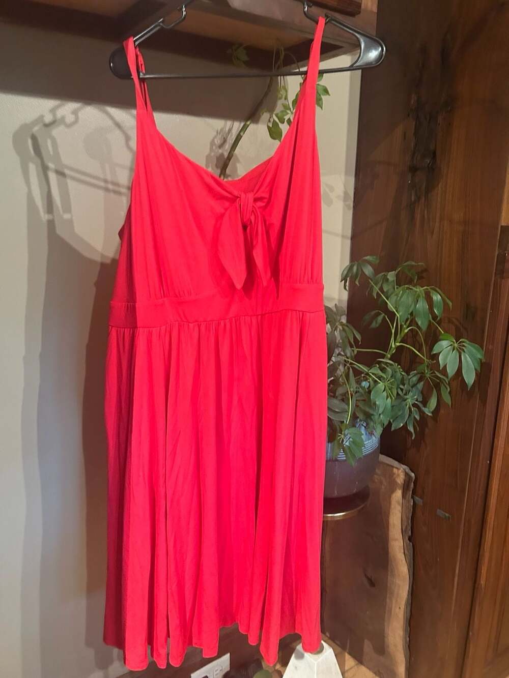 Torrid Super Soft Tie Front Skater Dress 00 Red Sleeveless Midi